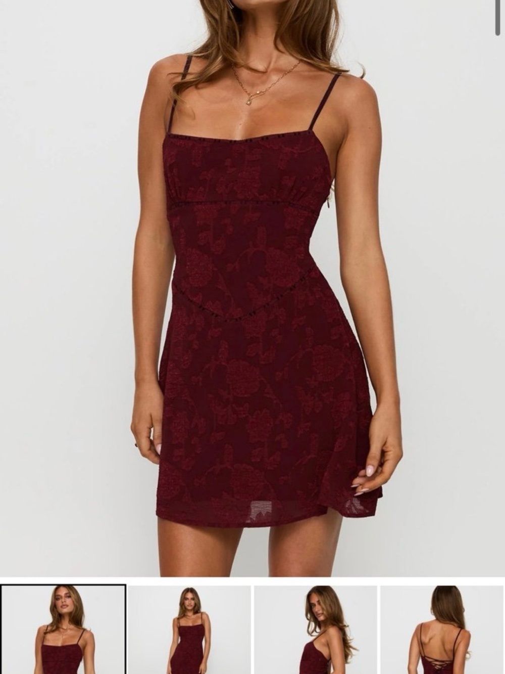 Princess Polly Burgundy South of France Mini Slip Dress